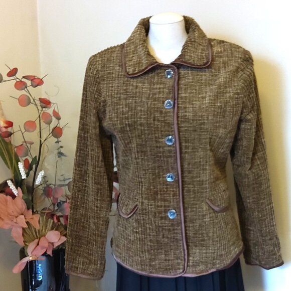 NWT Comfy Lined Light Brown Blazer Jacket Spring Fall Winter Jackets M - Picture 2 of 6